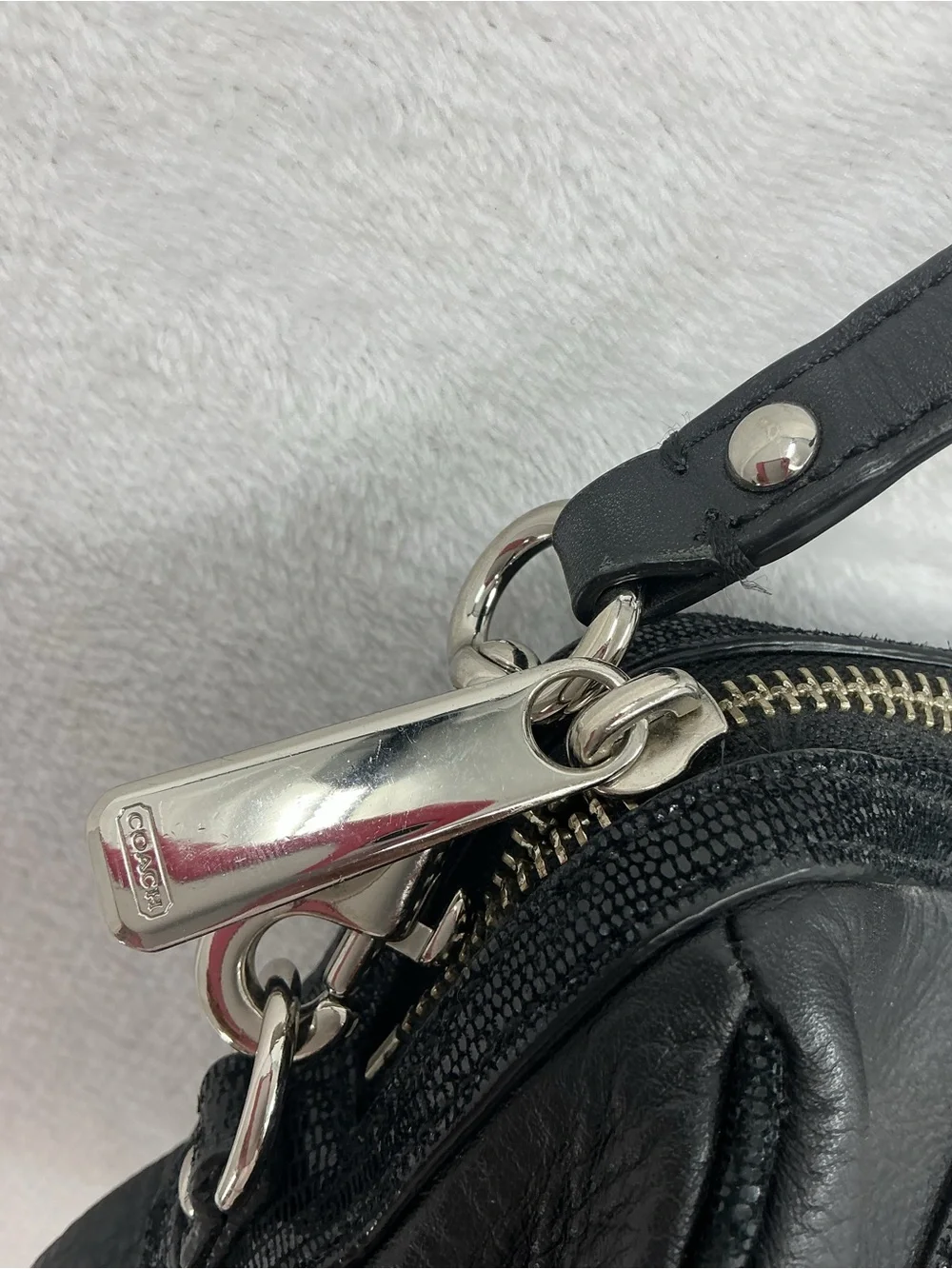 Coach Black Leather Satchel with Adjustable Strap c19